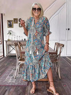 Relaxed Boho Pattern Midi Dress™ – Müheloses Tragen mit Stil