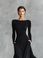 Elegantes Maxikleid mit Carré-Ausschnitt und langen Ärmeln™ – Zeitlose Eleganz für besondere Anlässe