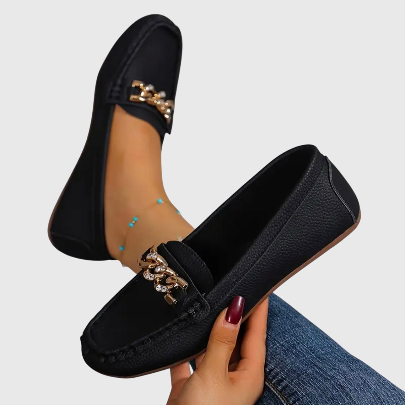 Women's Loafers with Diamond Buckle and Flat Wedge Sole™ – Eleganter Komfort für den ganzen Tag