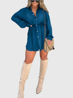 Women's Button Front Long Sleeve Shirt Dress™ – Zeitlose Eleganz für jeden Tag