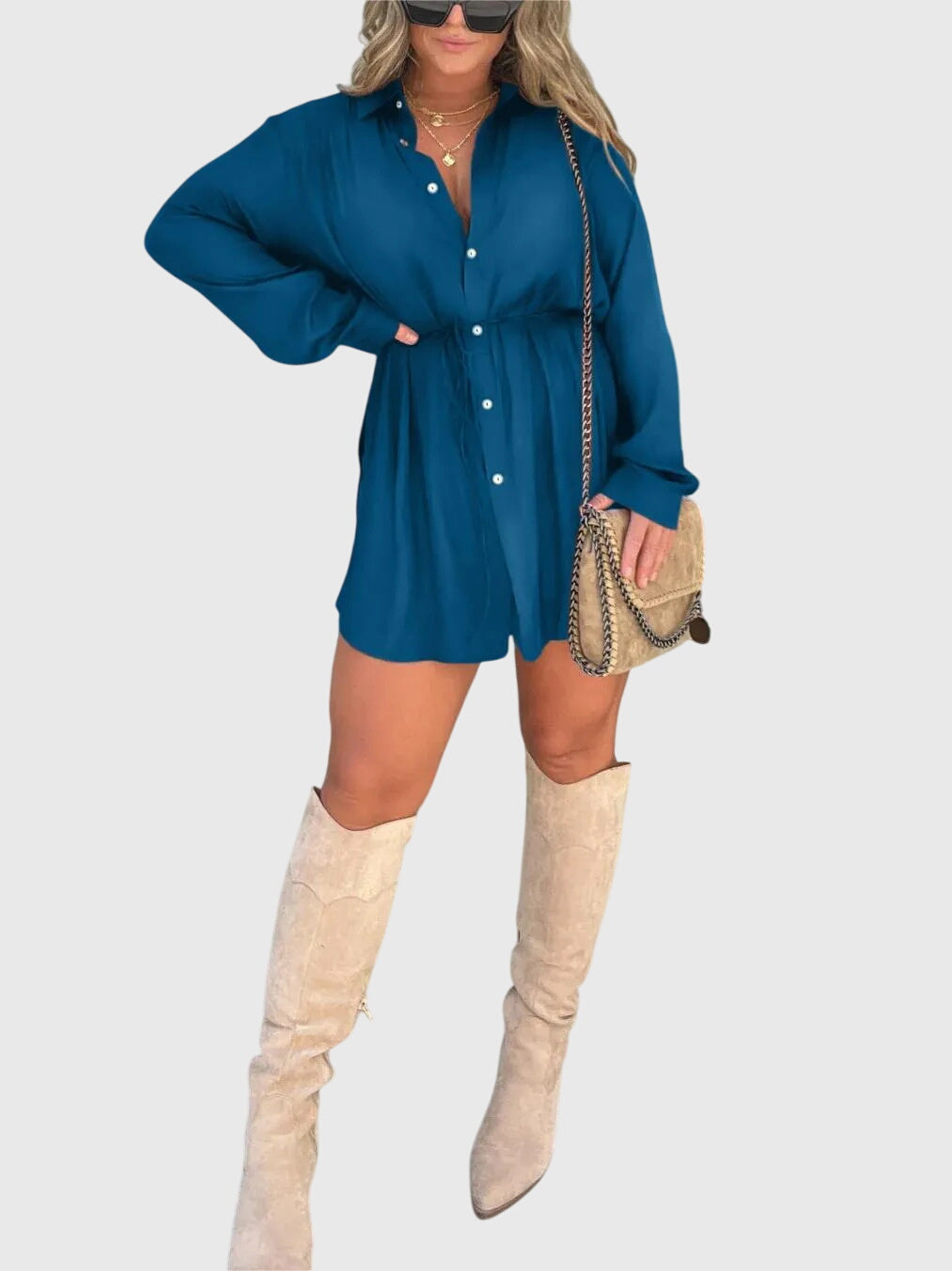 Women's Button Front Long Sleeve Shirt Dress™ – Zeitlose Eleganz für jeden Tag