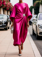 Women's Batwing Sleeve Maxi Dress with Gathered Waist and Elegant Fit™ – Zeitlose Eleganz für jeden Anlass