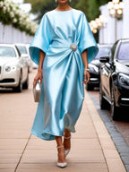 Women's Batwing Sleeve Maxi Dress with Gathered Waist and Elegant Fit™ – Zeitlose Eleganz für jeden Anlass