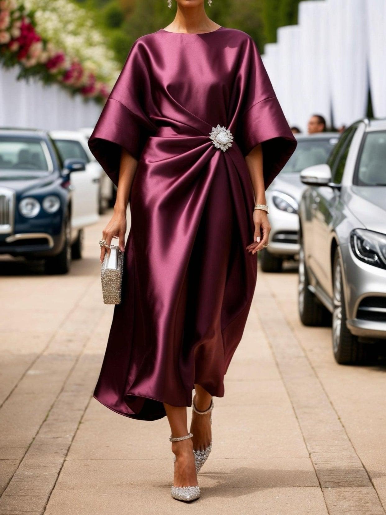 Women's Batwing Sleeve Maxi Dress with Gathered Waist and Elegant Fit™ – Zeitlose Eleganz für jeden Anlass