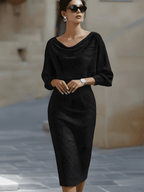 Women's Draped Midi Dress with Soft Neckline and Elegant Fit™ – Zeitlose Eleganz für jeden Anlass