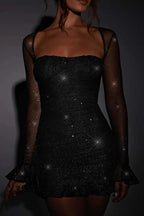 Women's Glitter Dress with Mesh Sleeves™ – Funkelnde Eleganz für besondere Anlässe