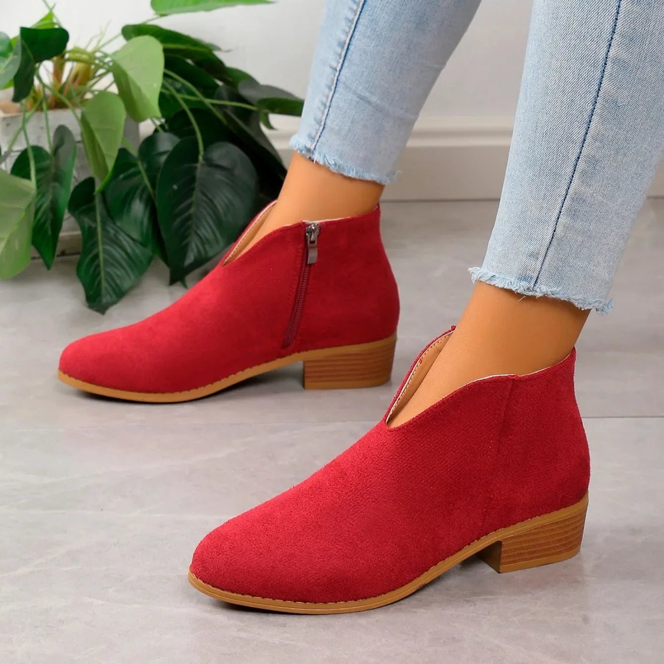 Damen Leoparden Stiefeletten mit Seitlichem Reißverschluss und Niedrigem Absatz™ – Stilvoller Komfort für jeden Tag