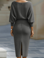 Women's Draped Midi Dress with Soft Neckline and Elegant Fit™ – Zeitlose Eleganz für jeden Anlass