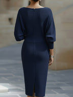 Women's Draped Midi Dress with Soft Neckline and Elegant Fit™ – Zeitlose Eleganz für jeden Anlass