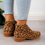 Damen Leoparden Stiefeletten mit Seitlichem Reißverschluss und Niedrigem Absatz™ – Stilvoller Komfort für jeden Tag