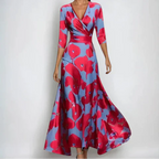 Women's Floral Wrap V Neck Elegant Flowing Maxi Dress™ – Zeitlose Eleganz mit fließendem Komfort