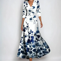 Women's Floral Wrap V Neck Elegant Flowing Maxi Dress™ – Zeitlose Eleganz mit fließendem Komfort