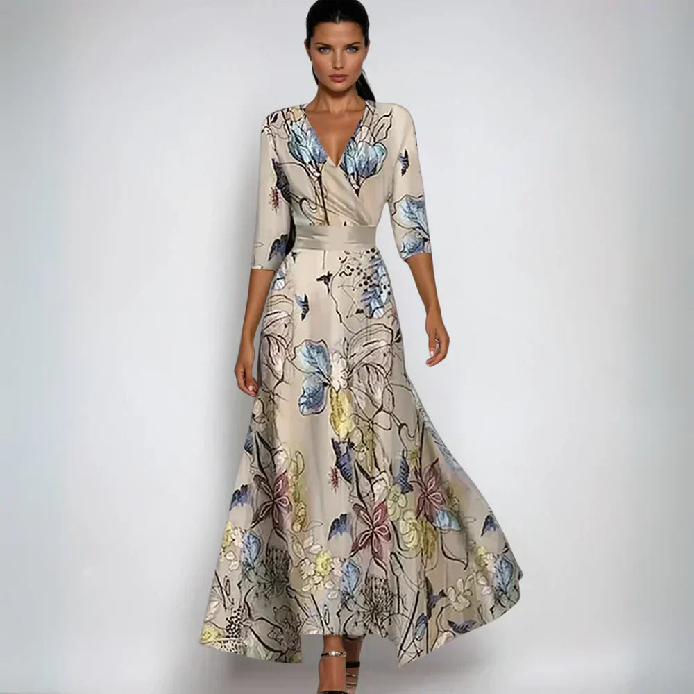 Women's Floral Maxi Dress with V Neck Wrap and Flowing Fit™ – Eleganter Boho-Style für jeden Anlass