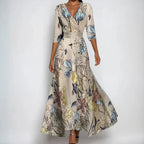 Women's Floral Wrap V Neck Elegant Flowing Maxi Dress™ – Zeitlose Eleganz mit fließendem Komfort