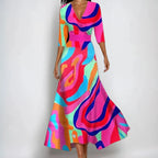 Women's Floral Wrap V Neck Elegant Flowing Maxi Dress™ – Zeitlose Eleganz mit fließendem Komfort