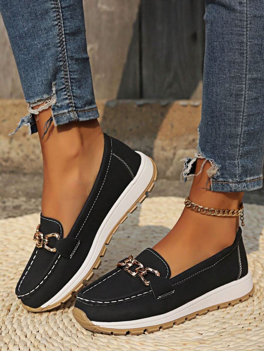 Women's Orthopedic Loafers with Metal Detail and Cushioned Support™ – Eleganter Komfort für den ganzen Tag