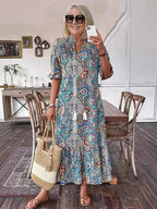Relaxed Boho Pattern Midi Dress™ – Müheloses Tragen mit Stil