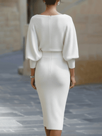Women's Draped Midi Dress with Soft Neckline and Elegant Fit™ – Zeitlose Eleganz für jeden Anlass