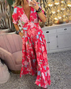 Elegant Floral V-Neck Maxi Dress™ – Romantische Eleganz für jeden Anlass