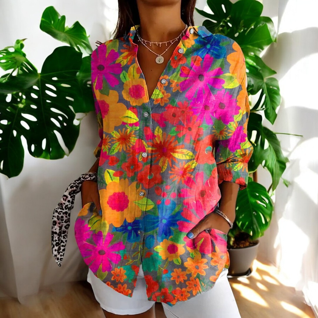 Women's V-Neck Button Blouse Elegant Relaxed Fit Lightweight Work Shirt™ – Zeitlose Eleganz für jeden Anlass