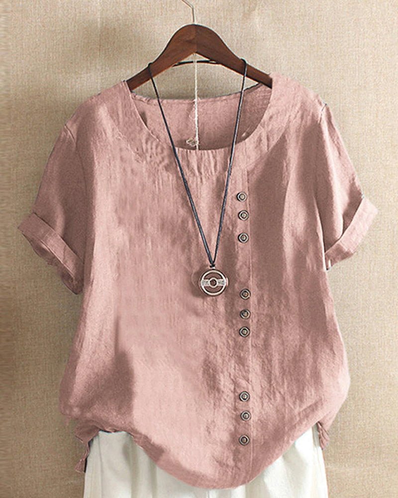 Soft Button Detail Casual Blouse™ – Mühelose Eleganz für jeden Tag