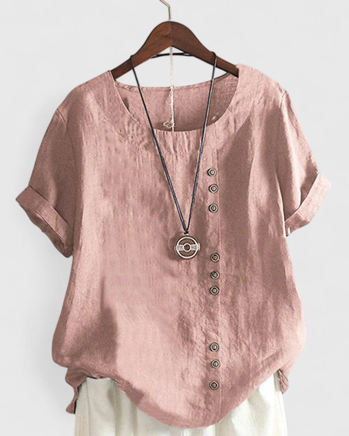Stylish Asymmetrical Button Blouse™ – Mühelose Eleganz für jeden Tag