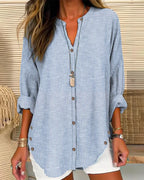 Women's Striped Button Front Blouse – Loose Fit Lightweight Casual Summer Shirt™ – Müheloser Sommerstil mit zeitloser Eleganz