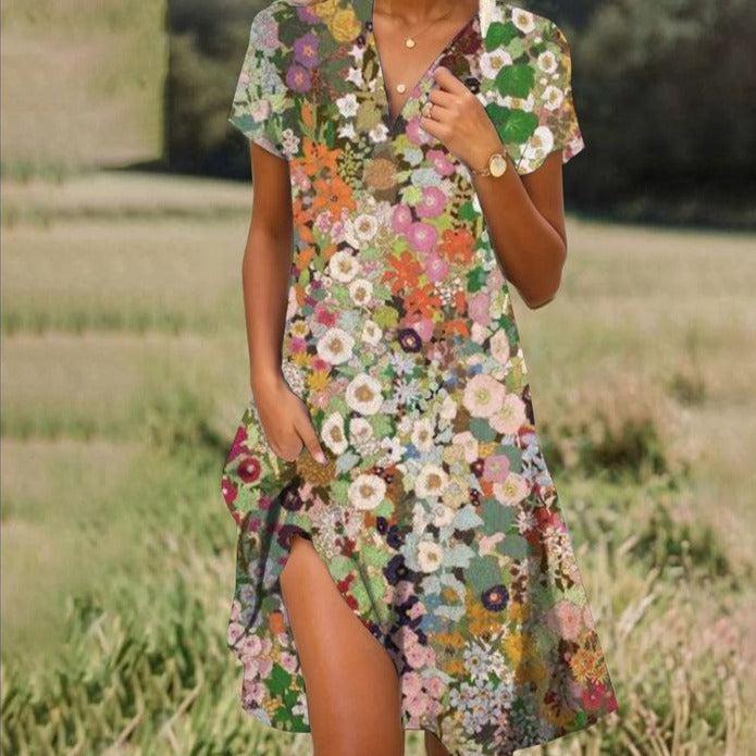 Relaxed Floral Button Midi Dress™ – Müheloser Stil für entspannte Alltage