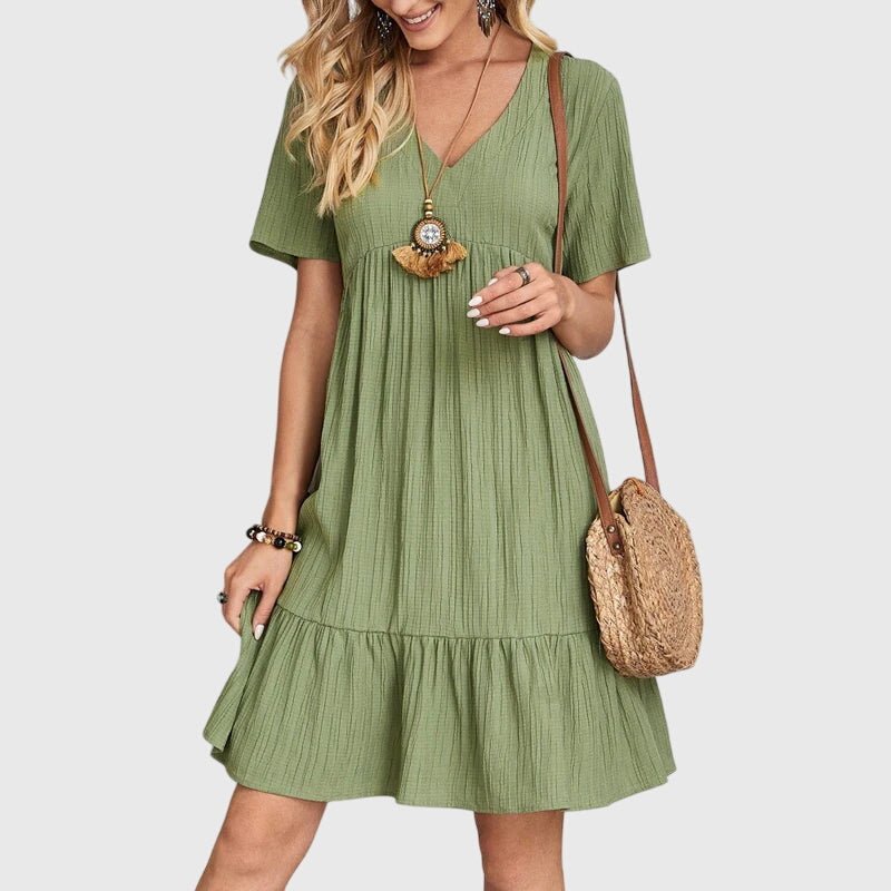 Spring V-Neck Tiered Midi Dress For Women™ – Mühelose Eleganz für Frühlingstage