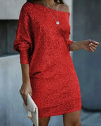Women's Contrast Sequin Dress for Glamorous Evenings™ – Funkelnde Eleganz für unvergessliche Abende
