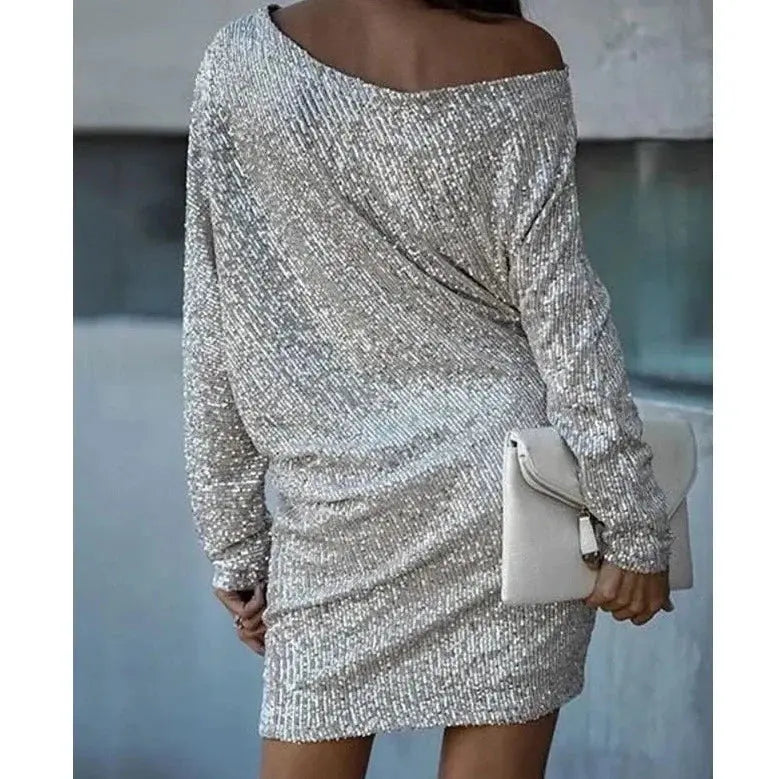 Women's Contrast Sequin Dress for Glamorous Evenings™ – Funkelnde Eleganz für unvergessliche Abende
