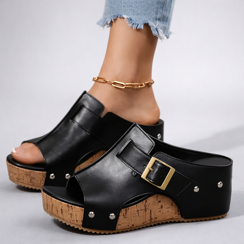 Women's Platform Sandals with Buckle Strap and Cushioned Footbed™ – Komfort trifft auf stilvolle Eleganz