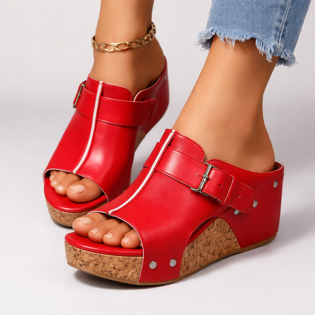 Women's Platform Sandals with Buckle Strap and Cushioned Footbed™ – Komfort trifft auf stilvolle Eleganz
