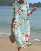 Women's Floral Midi Dress Elegant Loose Fit Summer Dress™ – Zeitlose Eleganz für jeden Anlass