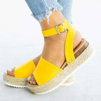 Women's Buckle Ankle Strap Flatform Sandals with Cushioned Sole™ – Ganztägiger Komfort mit stilvoller Höhe