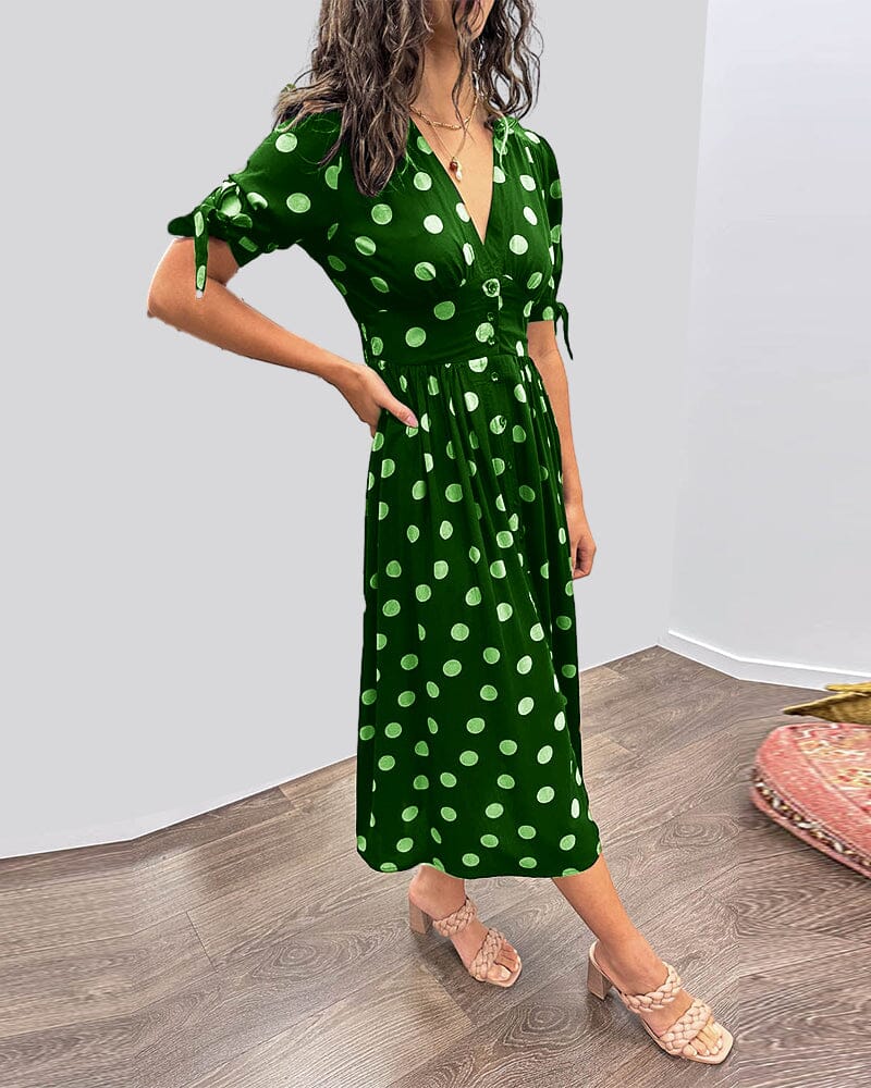 Polka Dot Midi Dress With Flattering A Line Fit for Women™ – Zeitlose Eleganz für jeden Anlass