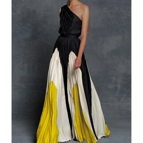 Women's One Shoulder Artistic Pleated Elegant Evening Maxi Dress™ – Asymmetrische Eleganz für unvergessliche Auftritte