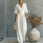 Women's Wide Leg Jumpsuit with V-Neck and Relaxed Fit™ – Mühelose Eleganz für jeden Anlass