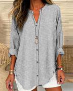 Women's Striped Button Front Blouse – Loose Fit Lightweight Casual Summer Shirt™ – Müheloser Sommerstil mit zeitloser Eleganz