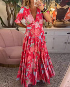 Elegant Floral V-Neck Maxi Dress™ – Romantische Eleganz für jeden Anlass