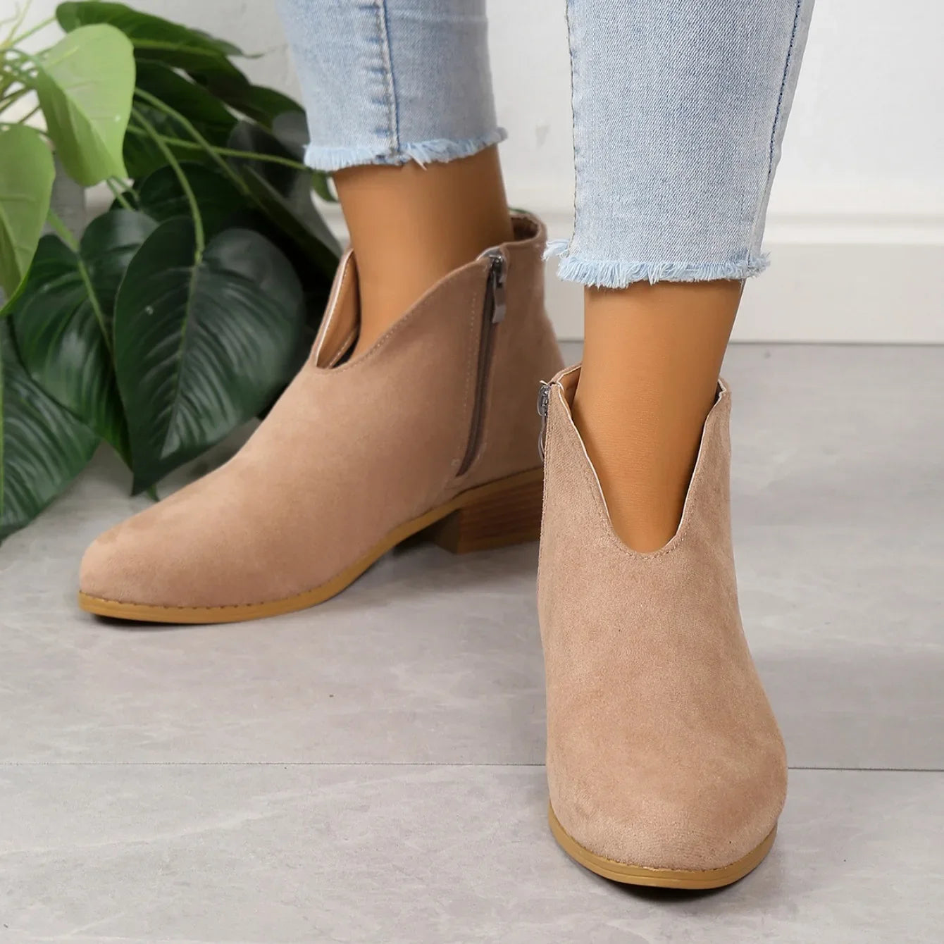 Damen Leoparden Stiefeletten mit Seitlichem Reißverschluss und Niedrigem Absatz™ – Stilvoller Komfort für jeden Tag