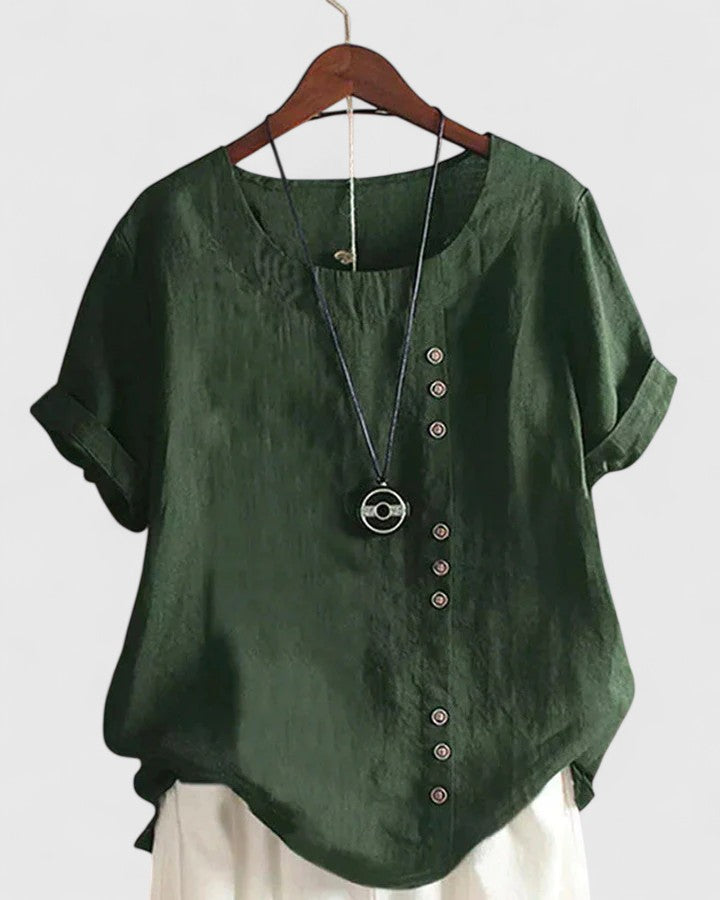 Stylish Asymmetrical Button Blouse™ – Mühelose Eleganz für jeden Tag