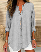 Women's Striped Button Front Blouse – Loose Fit Lightweight Casual Summer Shirt™ – Müheloser Sommerstil mit zeitloser Eleganz