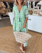 Women's Printed V-Neck Midi Dress with Relaxed Fit™ – Mühelose Eleganz für jeden Tag
