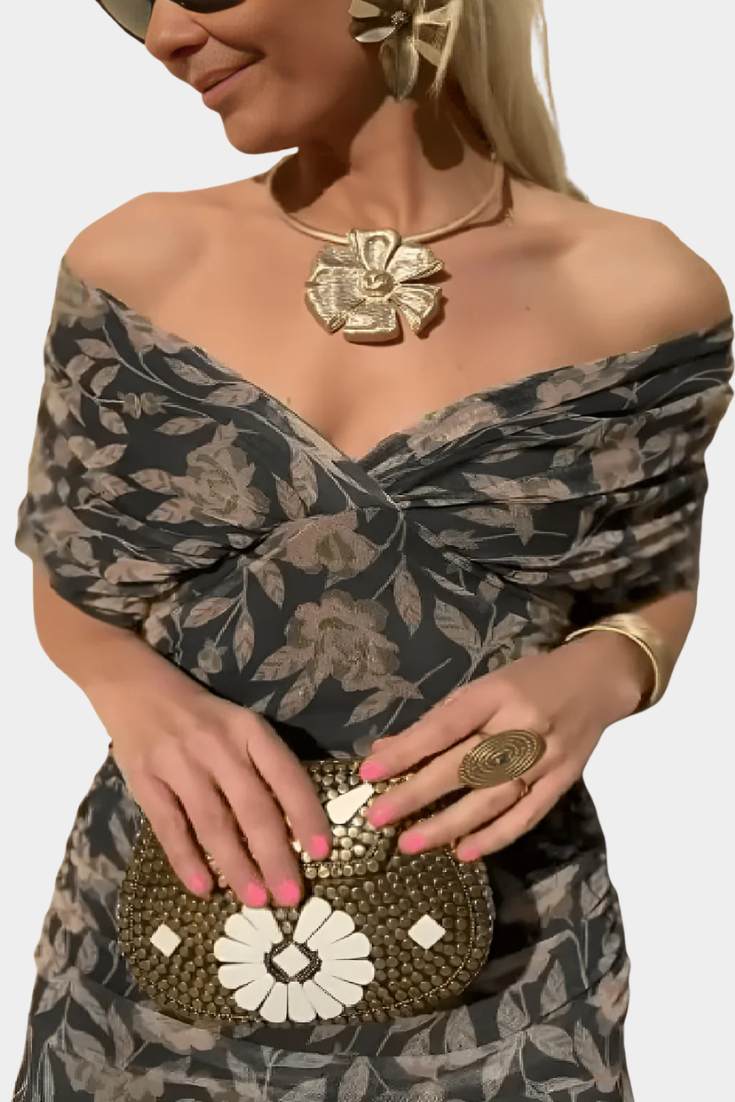 Women's Elegant Floral Pleated Dress Slim Fit Evening Midi Dress™ – Zeitlose Eleganz für besondere Momente