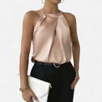 Kimberly | Women's Elegant Pleated Front Draped Satin Tanks™ – Elegante Ausstrahlung für jeden Anlass