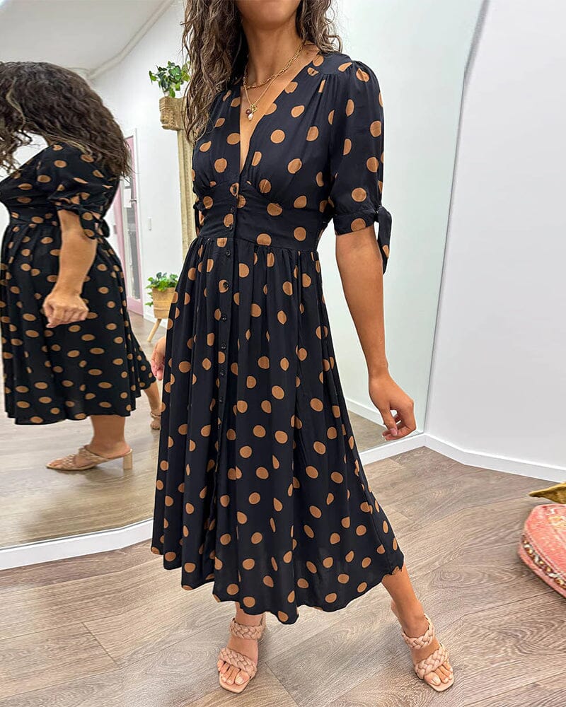 Polka Dot Midi Dress With Flattering A Line Fit for Women™ – Zeitlose Eleganz für jeden Anlass