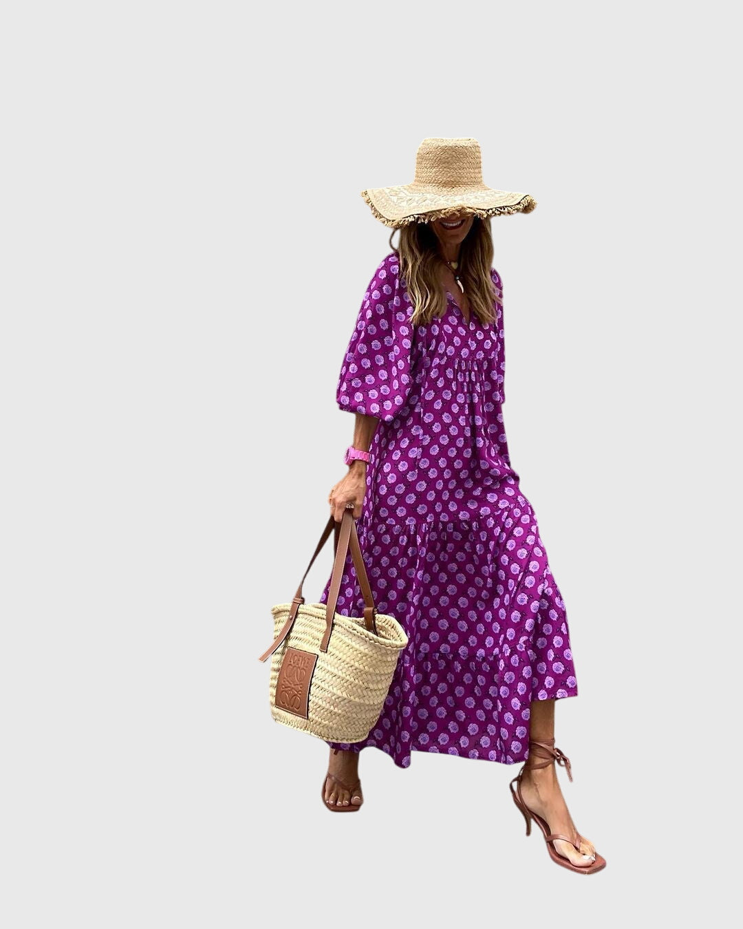 Spring Patterned Maxi Dress For Women™ – Fließender Frühlingskomfort mit zeitloser Eleganz