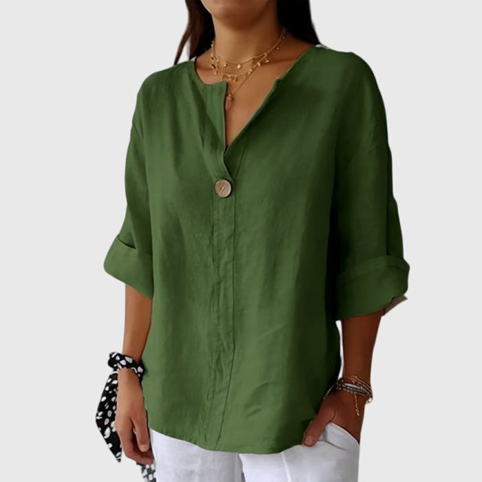 Relaxed Button Front Blouse™ – Mühelose Eleganz für jeden Tag