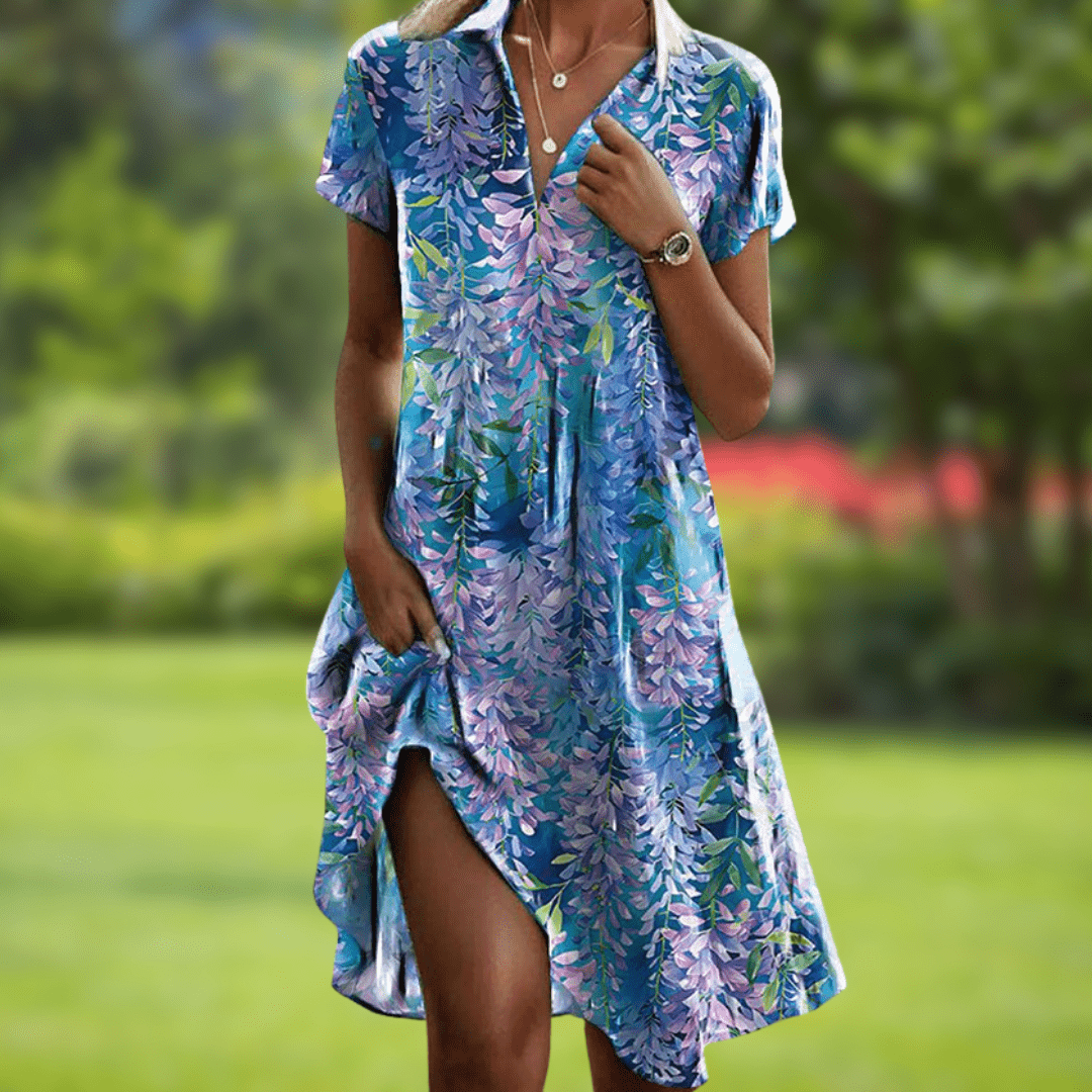 Relaxed Floral Button Midi Dress™ – Müheloser Stil für entspannte Alltage